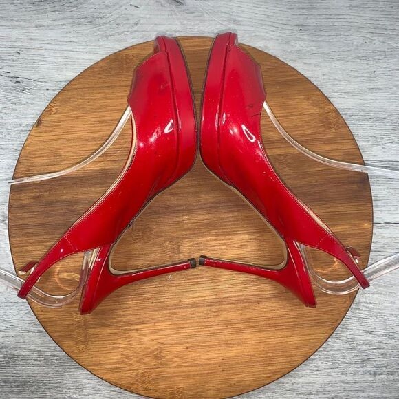 Jimmy Choo Patent Leather Slingback Pumps Heels Sandals Red Women’s size 38.5 - Picture 9 of 16